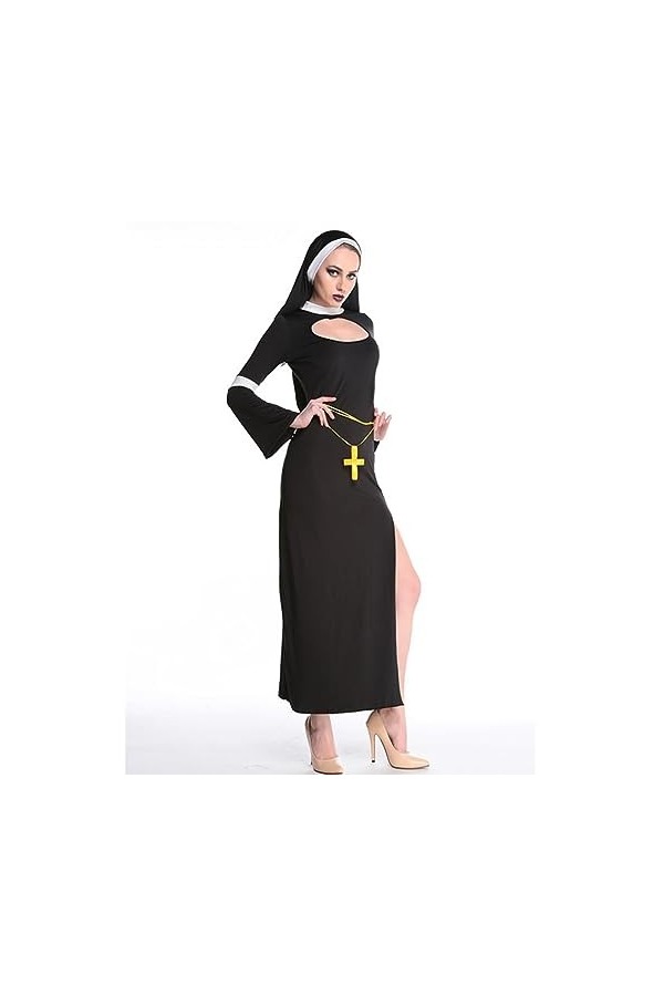 SHANHE NEW Carnival Halloween Lady Religious Nun Habit Costume Convent Choir Superior Roleplay Cosplay Fancy Party -Black,M