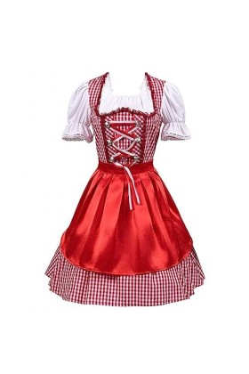 Costume de lOktoberfest pour femme – Robe médiévale pour femme – Robe pour cosplay, fête, danse, gothique, rétro, rouge, XL