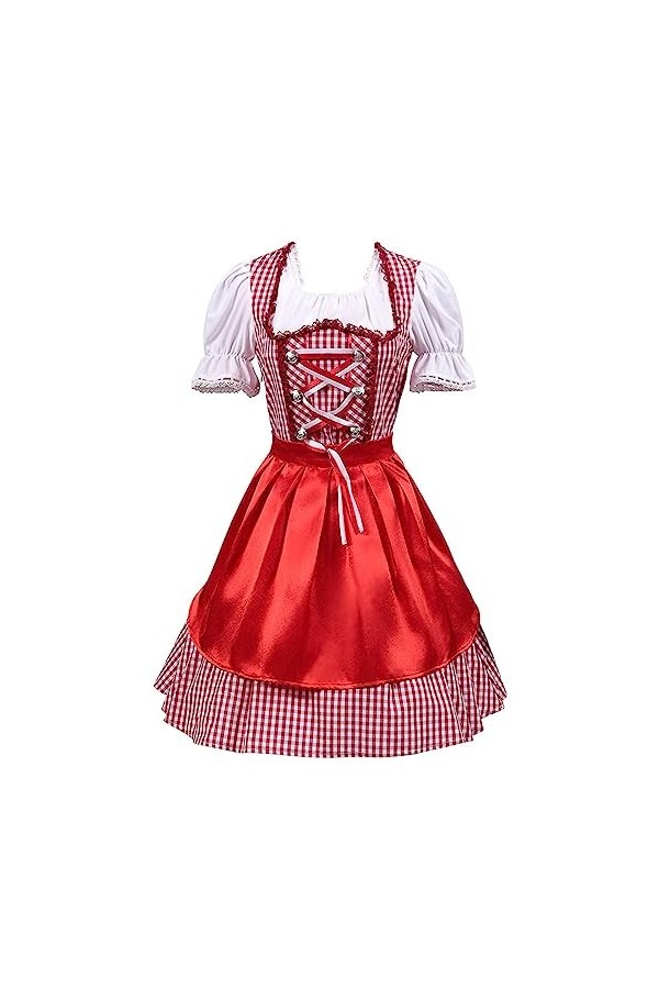 Costume de lOktoberfest pour femme – Robe médiévale pour femme – Robe pour cosplay, fête, danse, gothique, rétro, rouge, XL