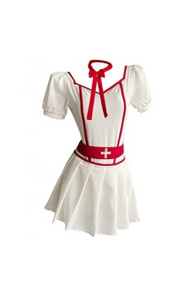 SINGUYUN Costume dinfirmière sexy pour femme, lingerie de costumade, nuisette pour jeu de rôle avec chapeau 2619 blanc 