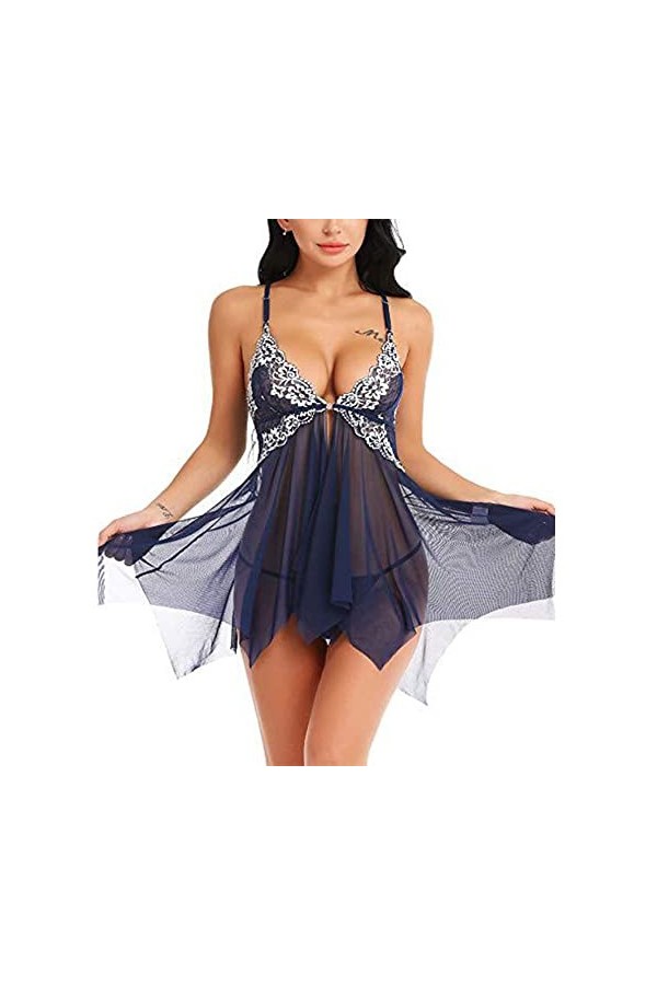 MERNEL Vêtements sexuels Vêtements érotiques Vêtements de Nuit Sexy Lingerie Fermeture Avant Babydoll Dentelle Ensemble de vê