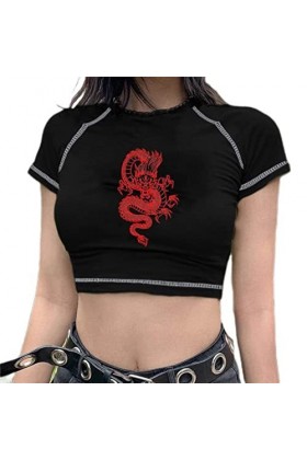 streetwear tops femmes y2k vintage dragon gilet femmes sexy slim tenues femmes débardeur dété tops gothique punk chemise got