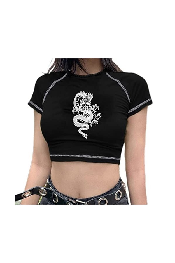 streetwear tops femmes y2k vintage dragon gilet femmes sexy slim tenues femmes débardeur dété tops gothique punk chemise got