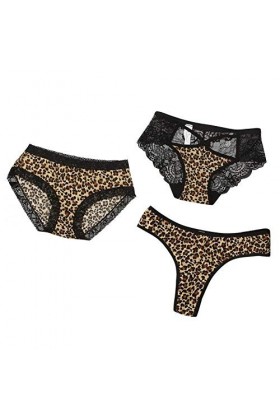 ALIKEEY Culotte Sexy à Imprimé LéOpard sous-VêTements pour Femmes Gilet en Dentelle Transparente Culotte - Lot de 3/6 - Sexy 