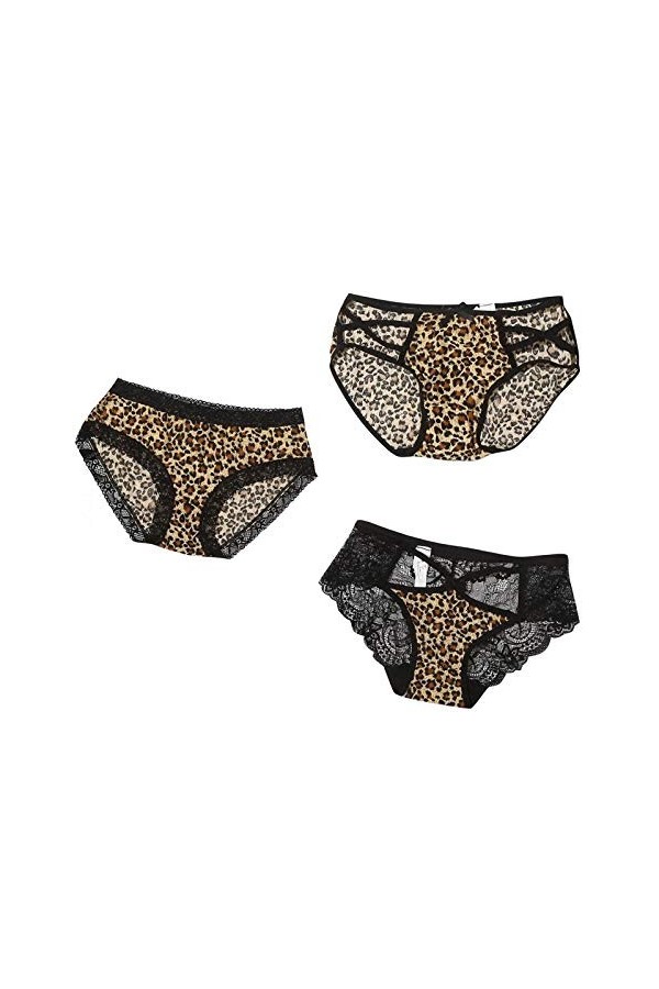 ALIKEEY Culotte Sexy à Imprimé LéOpard sous-VêTements pour Femmes Gilet en Dentelle Transparente Culotte - Lot de 3/6 - Sexy 