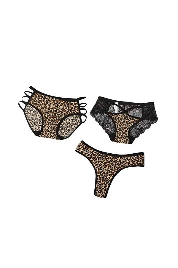 ALIKEEY Culotte Sexy à Imprimé LéOpard sous-VêTements pour Femmes Gilet en Dentelle Transparente Culotte - Lot de 3/6 - Sexy 