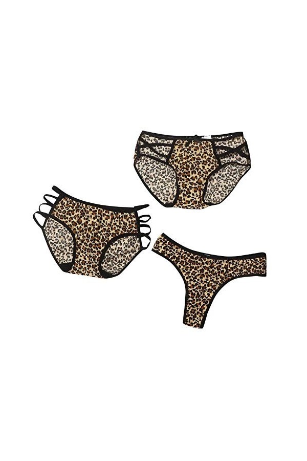 ALIKEEY Culotte Sexy à Imprimé LéOpard sous-VêTements pour Femmes Gilet en Dentelle Transparente Culotte - Lot de 3/6 - Sexy 