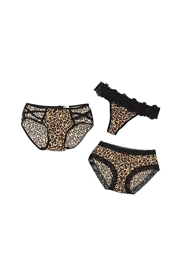 ALIKEEY Culotte Sexy à Imprimé LéOpard sous-VêTements pour Femmes Gilet en Dentelle Transparente Culotte - Lot de 3/6 - Sexy 