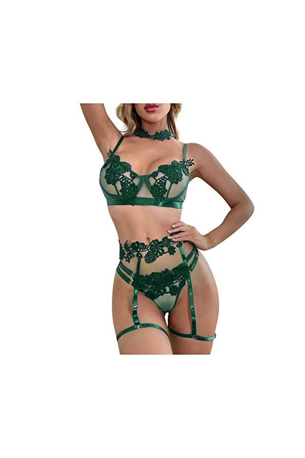Lingerie Sexy Femme Ensemble Soutien-Gorge Sexy sous-Vêtements Polyester Quatre Pièces Maison Femme Bodies Lingerie Femme Sex