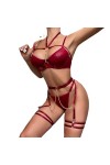 NoëlSexy chaîne Licou Taille Seal Heavy Craft Lingerie érotique Trois pièces, Rouge, M