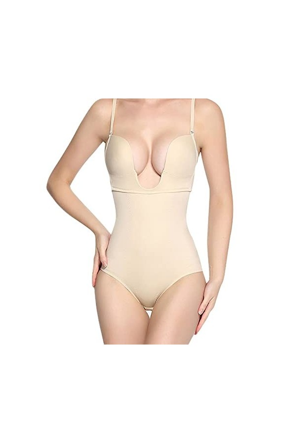 DondPO Pantalon gainant gainant pour femme - Body sexy avec jambes - Grande taille - Culotte push-up - Pour femme, beige, XL