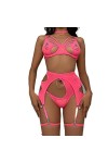 Lingerie Sexy Découpe Soutien-Gorge Slip Ensembles 4 Pièces sous-Vêtements Sensuels Fantaisie Jarretières G-Strings Strings D