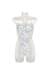 Ensembles Sexy Femme Combinaison De Couture en Maille De Lingerie Sexy Brodée À La Main,Blanc 1,M