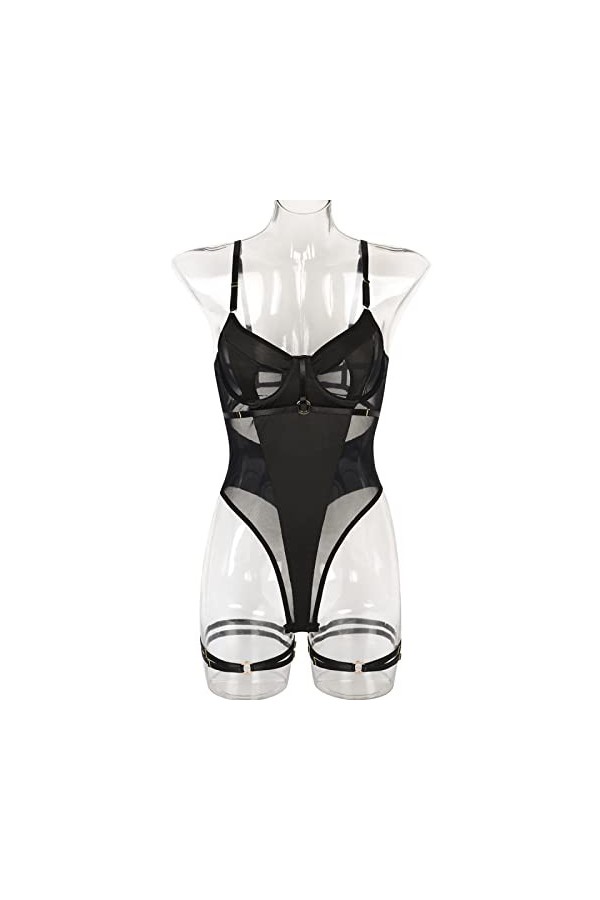 Ensembles Sexy Femme Combinaison De Couture en Maille De Lingerie Sexy Brodée À La Main,Blanc 1,M