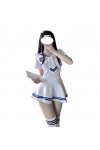 SINGUYUN Tenue décolière pour femme - Costume de marin sexy pour jeu de rôle - Jupe plissée avec bas 2472 blanc 
