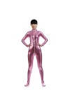 Catsuites métalliques en Argent pour Femmes One Piece Gold Wet Wetlook Jumps Costume Catsuit métallique Liquide à Manches Lon