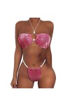 Générique Lingerie Cuir Caractéristiques de lensemble Bikini Deux pièces Sexy pour Femme Lingerie Sexy Combinaison Hot Pink