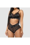 LNSIN Lingerie sexy en satin de soie avec nœud papillon pour femme - Ensemble soutien-gorge et culotte - Costume porno - Vête