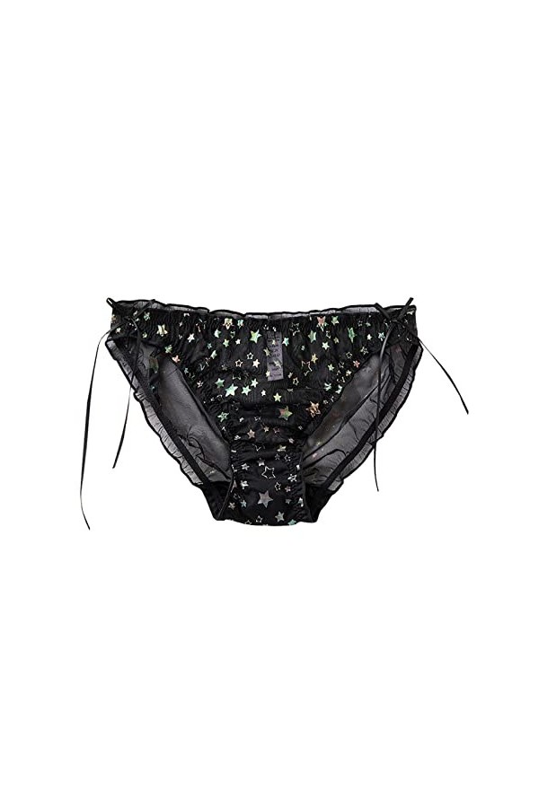 Culotte en dentelle blanche mignonne pour femme - Taille basse - Sans couture - Ultra fine - En maille transparente - Culotte