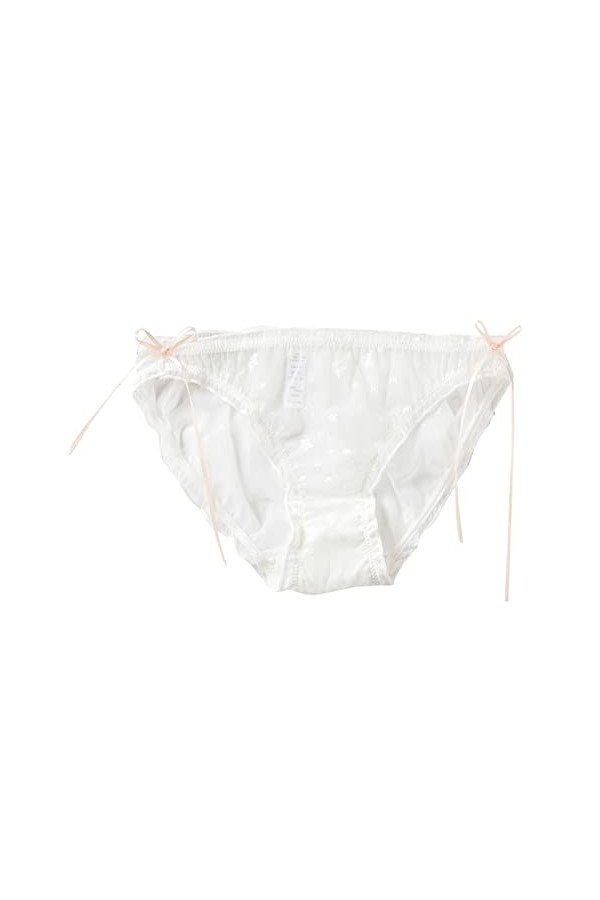 Culotte en dentelle blanche mignonne pour femme - Taille basse - Sans couture - Ultra fine - En maille transparente - Culotte