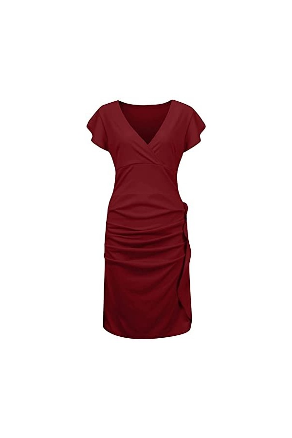 Robe Femme Femme Sexy Sexy Sheer Manches Longues Mock Turtlameneck Mini Mini Robe Slit Sequin Club Robe Color : Wine, Size :