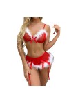 AYAZER Ensemble de Jarretelles à Trois Points de Noël Sexy européen et américain-Rouge-XXL