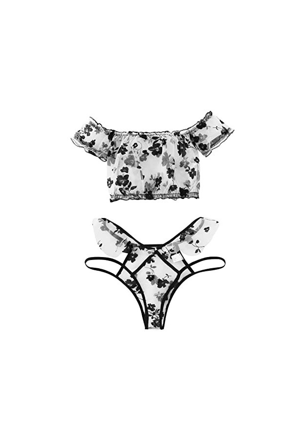 sous-vêtements Sexy pour&nbsp;&nbsp;Lingerie Sexy, Soutien-Gorge, String, Costumes érotiques, vêtements brodés en Dentelle Transparente