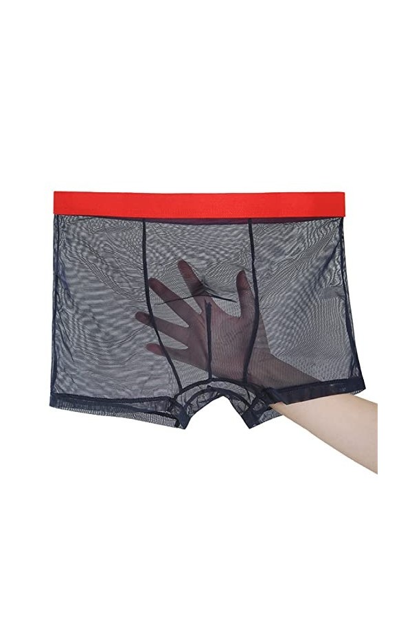 NAZARR Sexy Full Transparent Men Silk sous-vêtements Ultra-Thin Thin Respirant Boxer Trunk Large Taille Shorts sans Couture M