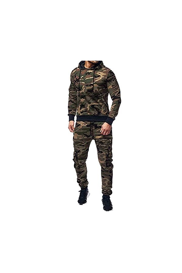 Vexiangni Western Helden Sweat-shirt à capuche avec fermeture éclair pour homme - Survêtement de sport Heeren, Camouflage, M