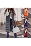 Gefomuofe Gilet long matelassé sans manches pour femme - Veste matelassée légère et longue - Veste de transition - Pour lété
