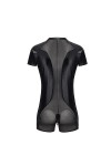 HYQPAI Bodysuit Combinaison pour Homme Une Pièce Maille translucide Justaucorps à manches courtes Wetlook Costume avec fermet