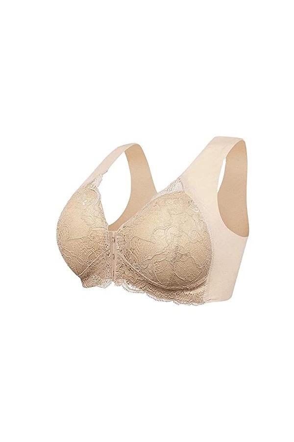 JEShifangjiusu Femmes sans Couture Dentelle Soutien - Gorge Avant Hanches Avant Fermoir sans Fil Couverture ComplèTe Dentelle
