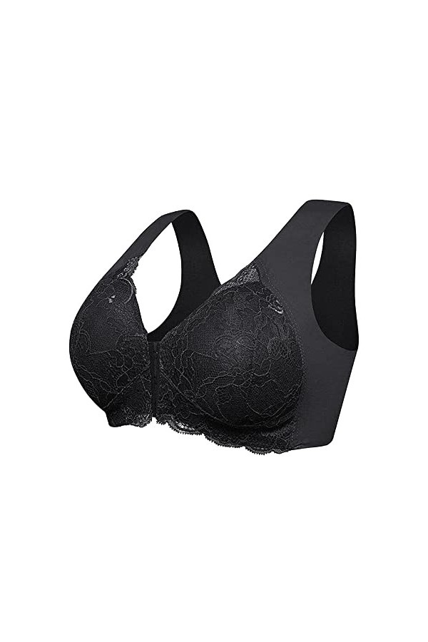 JEShifangjiusu Femmes sans Couture Dentelle Soutien - Gorge Avant Hanches Avant Fermoir sans Fil Couverture ComplèTe Dentelle