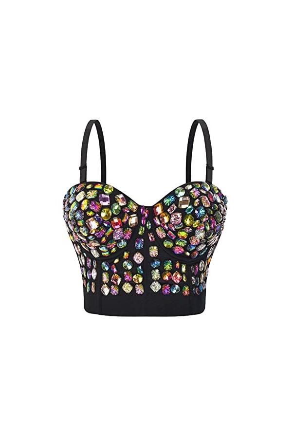 Vêtements de performance Cousus à la main Boîte de nuit Strass Paillettes Corset Top Femmes Jambes Rembourrées Vêtements Mign