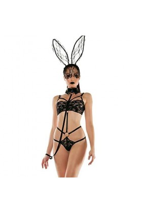 TOZLU S-XXL Costume de lapin sexy 3 points Taille Cosplay Perspective Costume de lapin sexy Sous-vêtements M