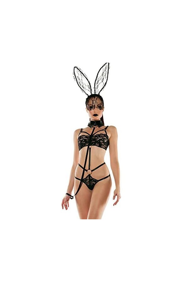 TOZLU S-XXL Costume de lapin sexy 3 points Taille Cosplay Perspective Costume de lapin sexy Sous-vêtements M