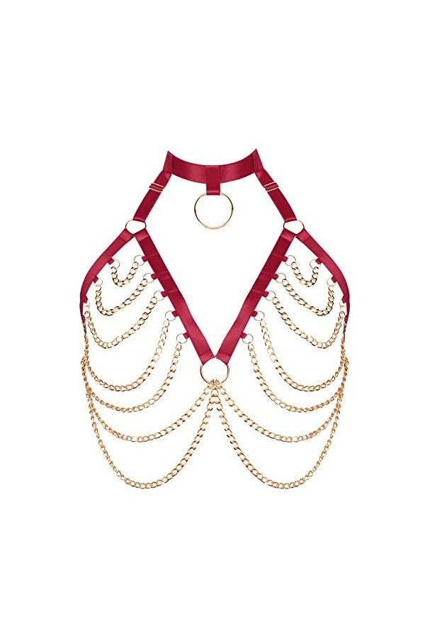 BANSSGOTH Plus Size Bretelles Poitrine Cage Bretelles métal chaîne Soutien - Gorge Femmes sous - vêtements Gothique Creux Pun