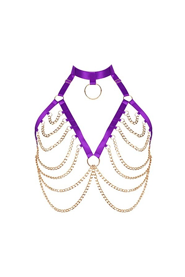 BANSSGOTH Plus Size Bretelles Poitrine Cage Bretelles métal chaîne Soutien - Gorge Femmes sous - vêtements Gothique Creux Pun