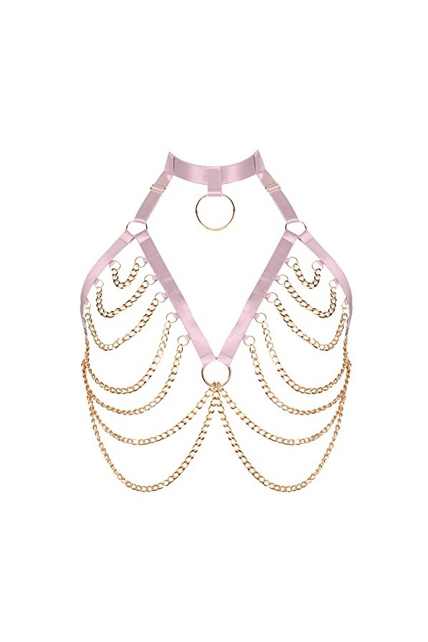 BANSSGOTH Plus Size Bretelles Poitrine Cage Bretelles métal chaîne Soutien - Gorge Femmes sous - vêtements Gothique Creux Pun