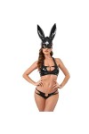 TOZLU S-L Costume de lapin sexy à trois points pour femme Lingerie sexy Cos Costume pour oreilles de lapin Costume de lapin F