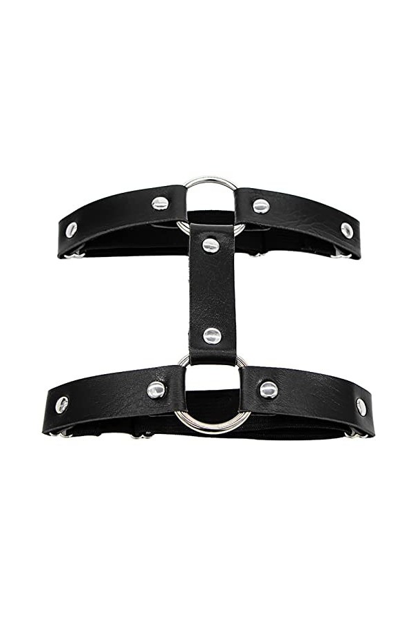 TEMSEG 1 PC Femmes Filles Sexy Élastique Jarretière en Cuir PU Punk Gothique Harnais Réglable Jambe Anneau Femme Jarretières 