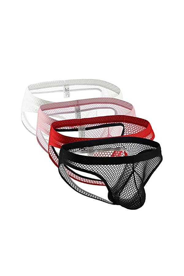 LRWEY Boxer Respirant Mesh Hommes Sexy sous-vêtements 4PC Briefs sous-vêtements pour Sexy Multicolor, XL 