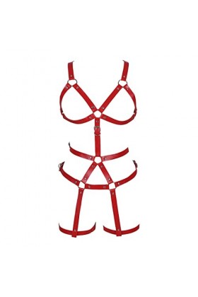 Femmes Body Harnais Cuir Soutien-Gorge Jarretière Costume Out Ceintures Gothique Punk Ceinture Mode Jarretière Costume Danse 