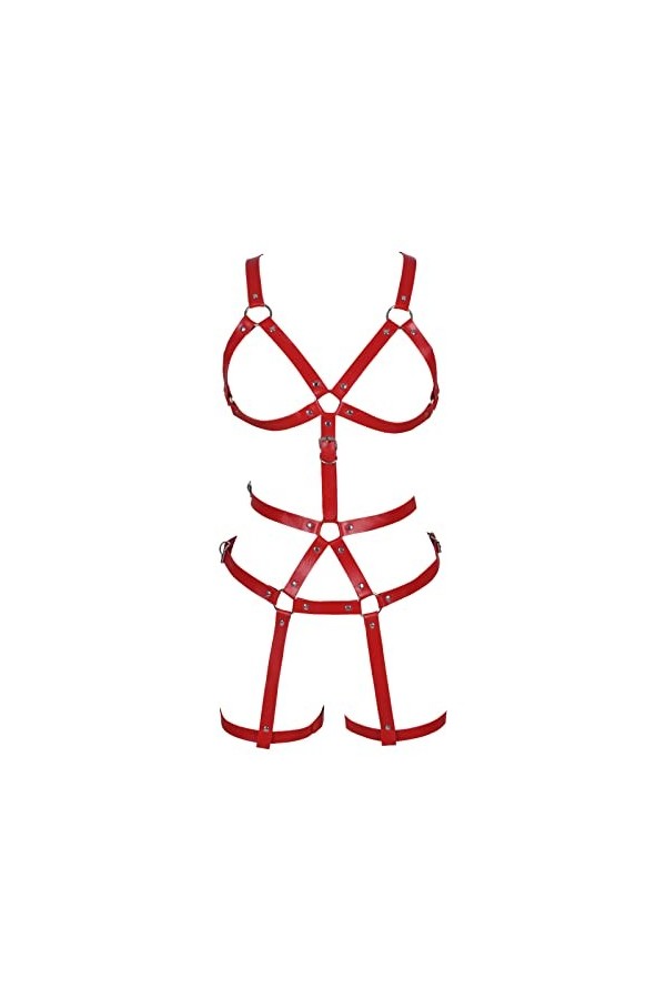Femmes Body Harnais Cuir Soutien-Gorge Jarretière Costume Out Ceintures Gothique Punk Ceinture Mode Jarretière Costume Danse 