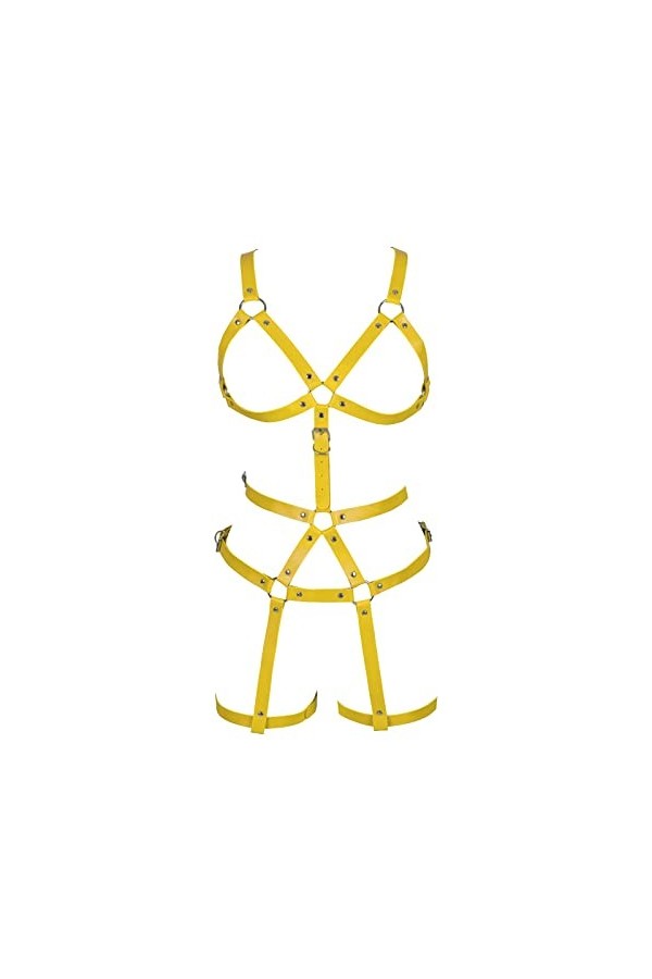 Femmes Body Harnais Cuir Soutien-Gorge Jarretière Costume Out Ceintures Gothique Punk Ceinture Mode Jarretière Costume Danse 
