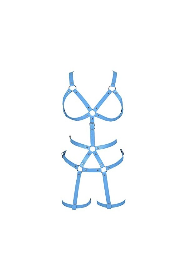 Femmes Body Harnais Cuir Soutien-Gorge Jarretière Costume Out Ceintures Gothique Punk Ceinture Mode Jarretière Costume Danse 