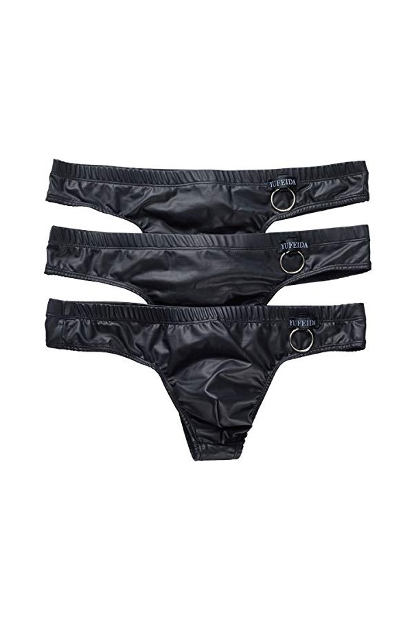 YFD +Homme Slip String Lingerie Noir Cutout Slips Briefs Boxer Shorts sous-vêtements M, 3-Stück Bikinis 2 