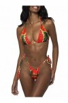 LUNNTE Ensemble bikini sexy avec string et string pour femme, Rouge et vert, XS