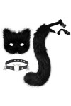 hbbhml Ensemble daccessoires pour enfants et adultes avec masque et queue de loup en fourrure de chat et de renard