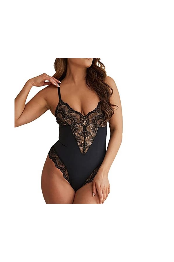 Fulidngzg Body sexy pour femme - Noir - Lingerie sexy - Lingerie sexy - Lingerie sexy - Nuisette élégante - Babydoll - Grande